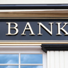 Detail of a bank building - sign